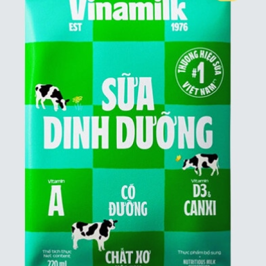 VINAMILK SỮA DINH DƯỠNG CÓ ĐƯỜNG BỊCH 220ML (48/THÙNG)