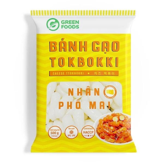 GREEN FOODS BÁNH GẠO TOKBOKKI NHÂN PHÔ MAI 500G