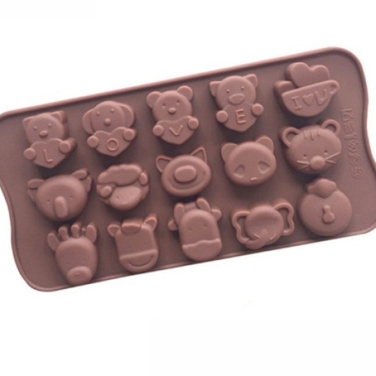 KHUÔN SILICONE HÌNH CON VẬT CẦM CHỮ LOVE 15 Ô