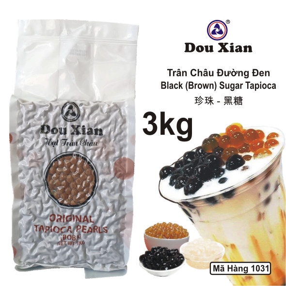DOU XIAN TRÂN CHÂU ĐƯỜNG ĐEN 3KG SIZE 2.5 (6/THÙNG)