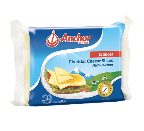 ANCHOR PHÔ MAI CHEDDAR LÁT 200G (12 LÁT/GÓI-24 GÓI/THÙNG)