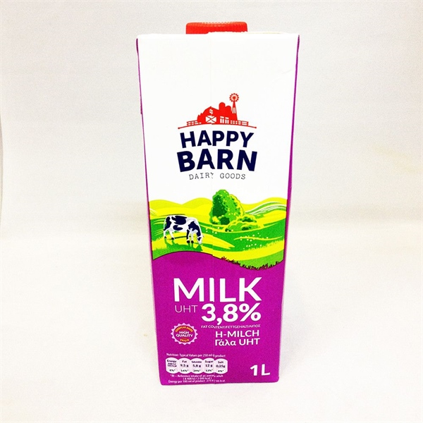 HAPPY BARN SỮA TƯƠI NGUYÊN KEM 3,8% HỘP 1L (12/THÙNG)