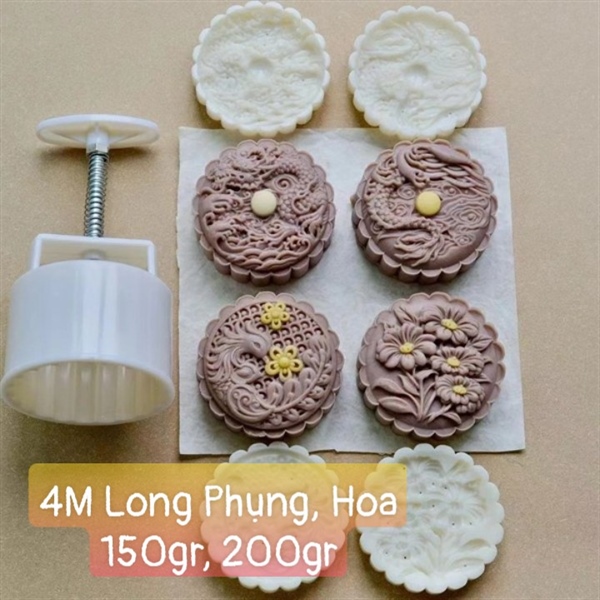 KHUÔN TRUNG THU LONG PHỤNG HOA 4 MẶT 150-190G