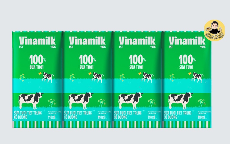 SUA TUOI VINAMILK CO DUONG 110ML HỘP NHỎ (LỐC\4 HỘP)