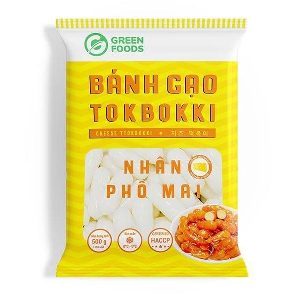 GREEN FOODS BÁNH GẠO TOKBOKKI NHÂN PHÔ MAI 500G