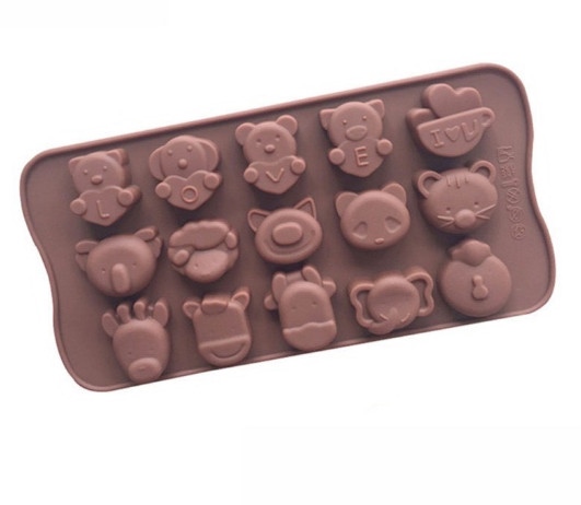 KHUÔN SILICONE HÌNH CON VẬT CẦM CHỮ LOVE 15 Ô