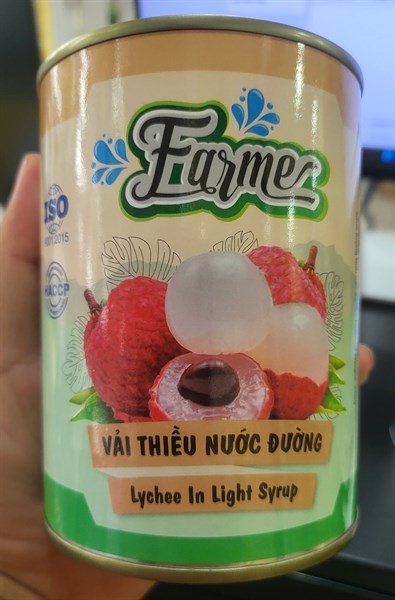 FARME VẢI THIỀU NƯỚC ĐƯỜNG LON 560G (12/THÙNG)