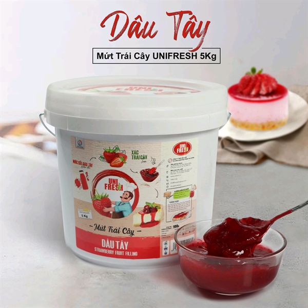 UNI FRESH MỨT DÂU TÂY XÔ 5KG (3/THÙNG)