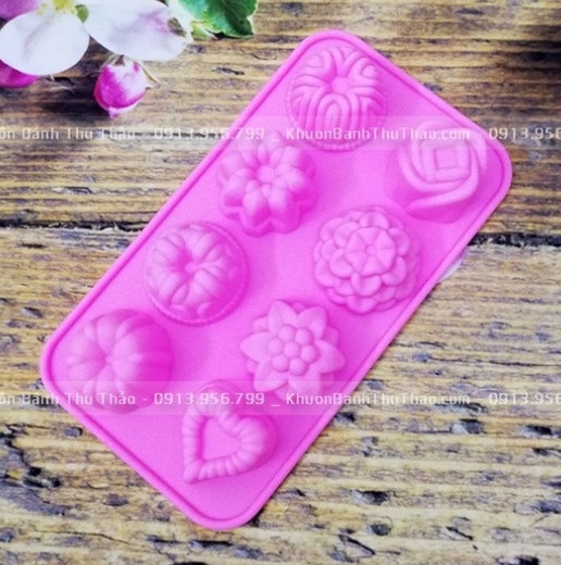 KHUÔN SILICON HOA TỔNG HỢP 8 Ô