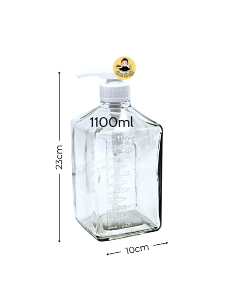 BÌNH BƠM ĐƯỜNG THỦY TINH 1100ML