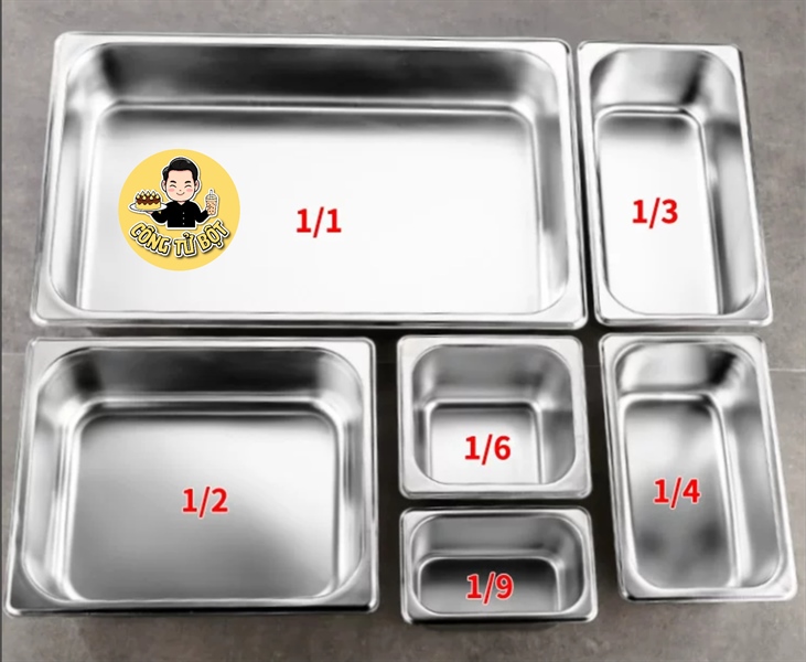 BỘ KHAY & NẮP INOX 1/2 - 26CM x 32CM