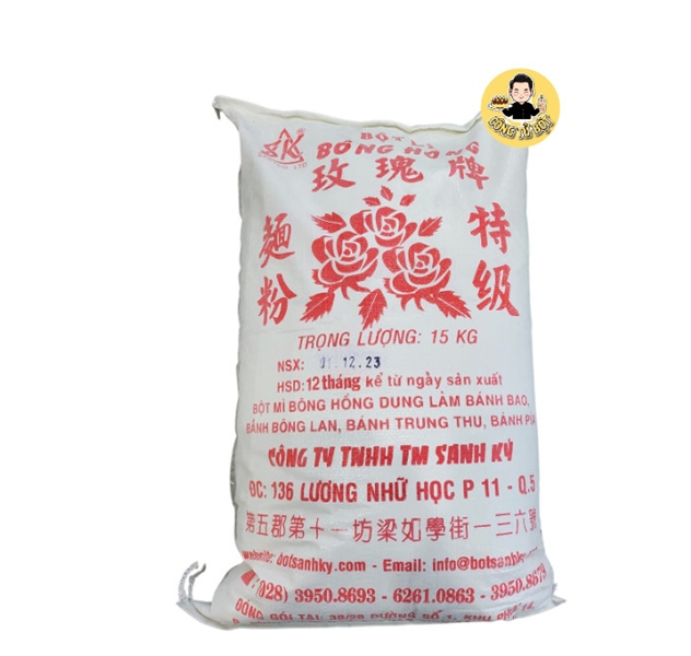 SANH KÝ BỘT MÌ BÔNG HỒNG ĐỎ BAO 15KG