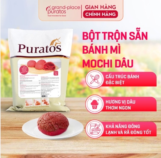 PURATOS BỘT BÁNH MÌ MOCHI DÂU 1KG (10/THÙNG)